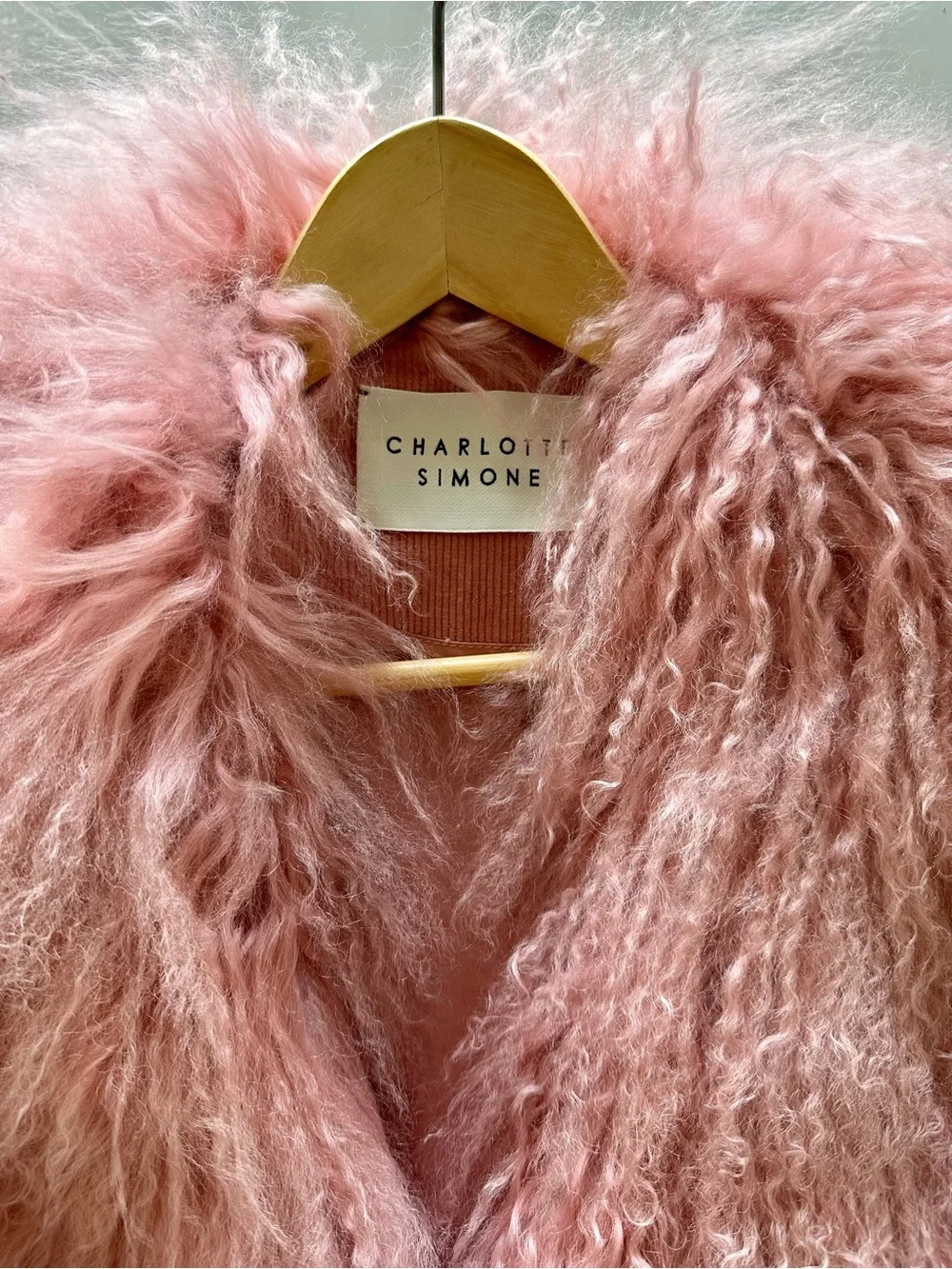 Charlotte Simone Pink Mongolian Fur Cropped Jacket - Picture 3 of 7